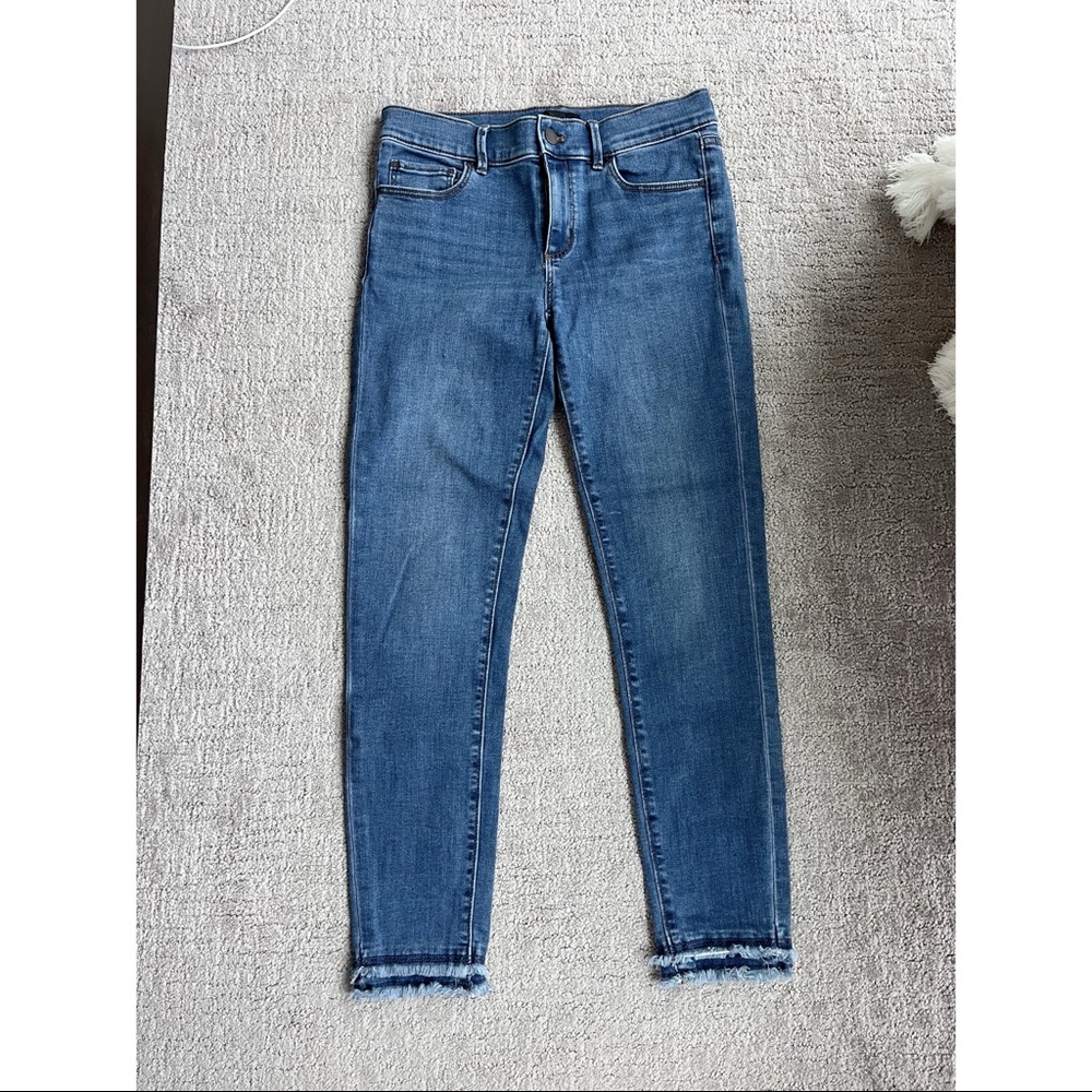 Ann Taylor Frayed Performance Skinny Ankle Jeans